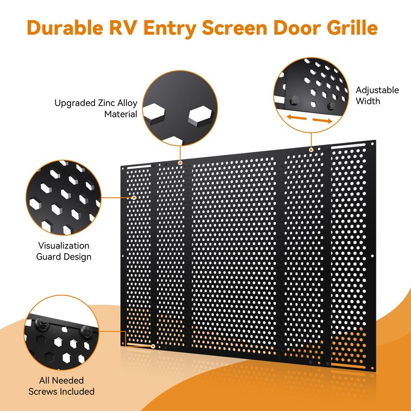 RVZONE RV Screen Door Protector Adjusts from 21.5"- 35", RV