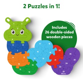 Skillmatics Wooden Puzzle - The Clever Caterpillar, 26 Pieces, 2 Puzzles in 1, Learn Letters & Numbers, Gifts for Boys & Girls Ages 3, 4, 5, 6, 7
