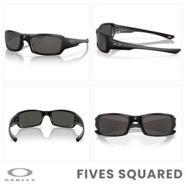 Oakley Fives Squared OO9238 923810 54M Matte Black/Warm Grey Sunglasses For Men+BUNDLE Accessory Leash Kit + BUNDLE with Designer iWear Eyewear Kit