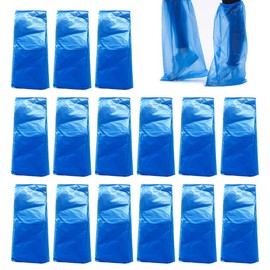 HAIKING Long Boots Cover, 15 Pairs Plastic Blue Waterproof Shoes Boots Rain Covers for Women, Men (78 x 35cm/30.7 x 13.7in)