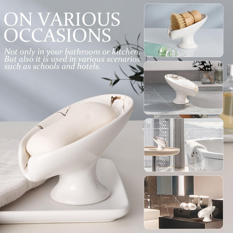 Soap Dish, Soap Holder Self Draining Leaf Shape Soap Dishes,