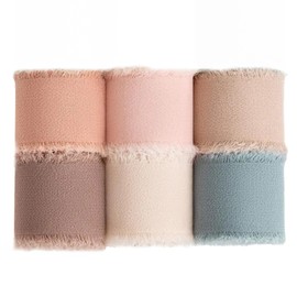 Geschenkband Chiffonband 6 Farbe, Schleifenband 4cm x 5m, Seidenband Stoffband Fransenstoffband, Chiffon Stoffbänder für Hochzeitseinladung, Brautstrauß, Geschenkverpackung, DIY Schleifen