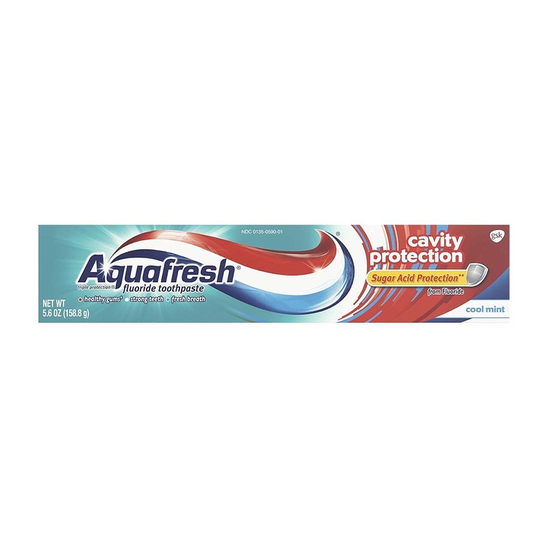 Aquafresh Cavity Protection Fluoride Toothpaste, Cool Mint 5.6 oz (Pack