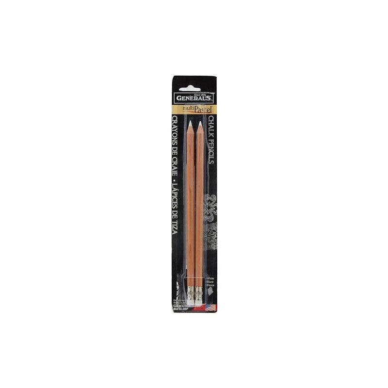 General Pencil 2 Piece Multi-Pastel Chalk Pencils, White