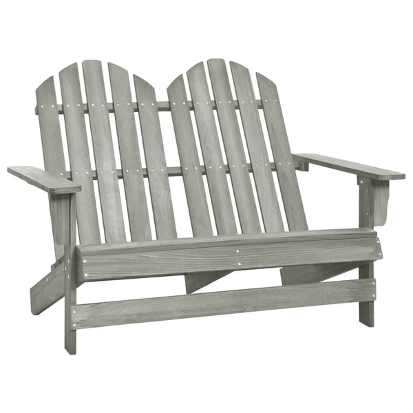 vidaXL Solid Fir Wood 2-Seater Garden Adirondack Chair Outdoor Furniture Wooden Patio Terrance Backyard Durable Seating Chair Unit Grey