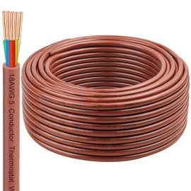 18AWG Thermostat Wire 18/5 Solid Copper – 5 Conductor Low Voltage HVAC Cable for Thermostats, Alarm Systems, Doorbells, Multi-Color, 100FT