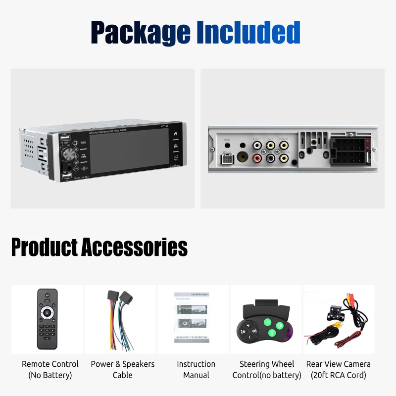 ESSGOO 5.1" Single 1 Din Car Stereo Radio MP5 Player