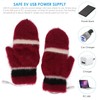 USB Heated Gloves Half Fingerless Flip Burgundy Double Sided Knit