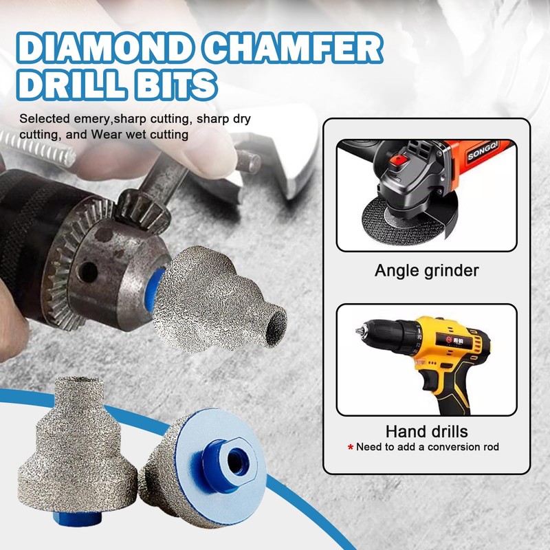 Diamond Step Chamfer Drill Bit, Diamond Brazed Step Drill Bit,