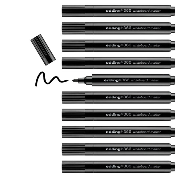 edding 366 whiteboard marker - black - 10 slim whiteboard