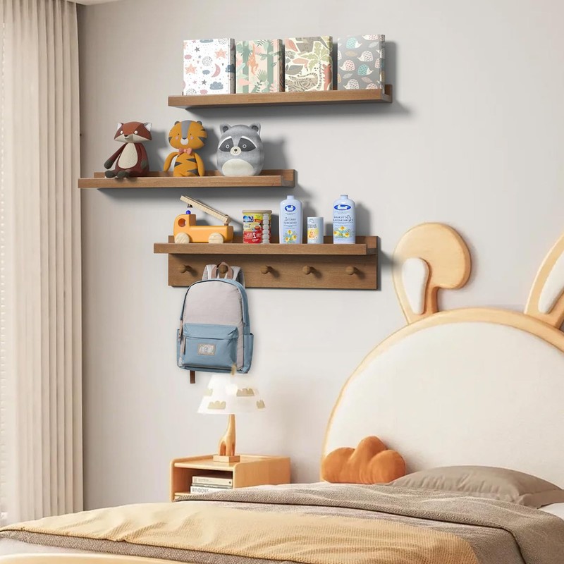 MBYD 24 Inch Floating Shelves, Picture Ledge Shelf, Natural Wood