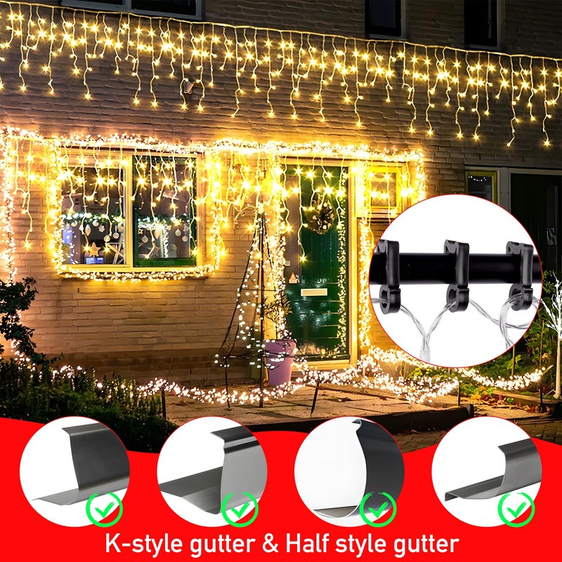 100Pcs Gutter Hooks for Outdoor Lights, Outdoor Light Hooks Clips,