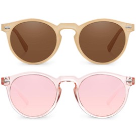 YMRFW Retro Small Round Polarized Sunglasses for Women Vintage Style Circle Sun Glasses UV Protection