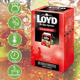 LOYD - HORECA Strawberry Tea - 20 Individually Packed Tea Bags, Aromatic Fruit Tea with Sweet Strawberry Note - Perfect for Catering, Hotel & Restaurant, Refreshing & Fruity - 40 g
