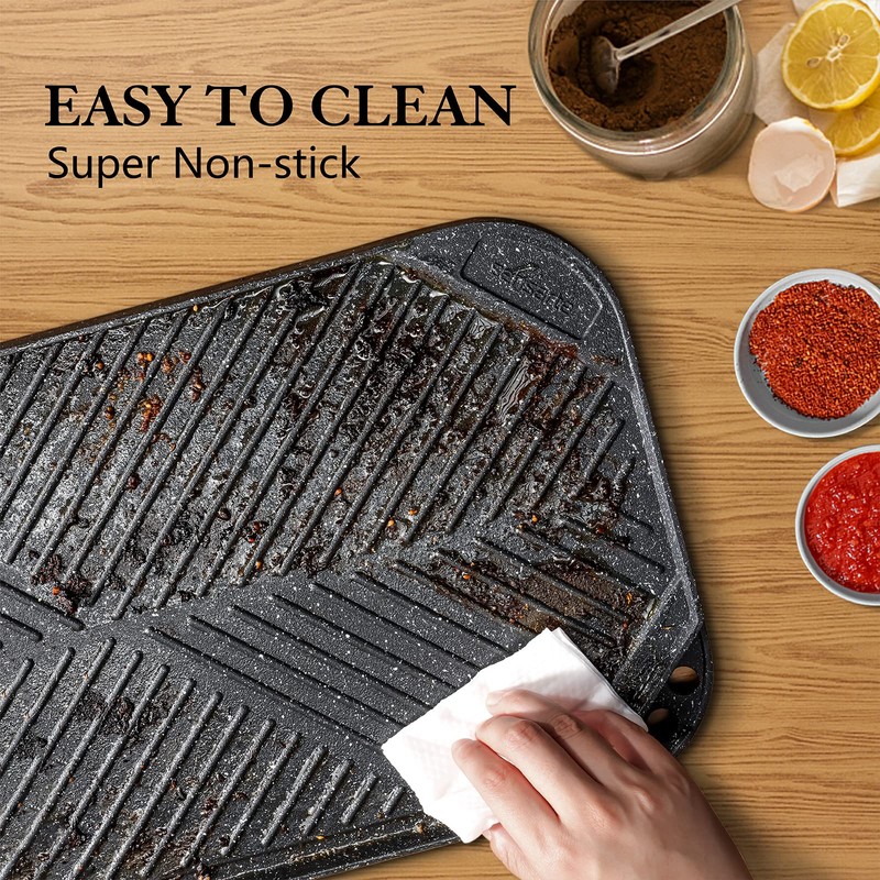 SENSARTE Nonstick Griddle Grill Pan, Pro-Grid Reversible Grill & Griddle