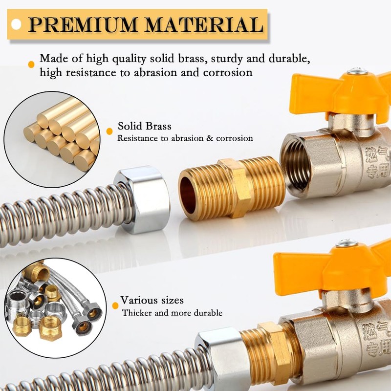 24Pcs Brass Pipe Fittings, NPT Adapter, Hex Bushing Fitting, Reducer