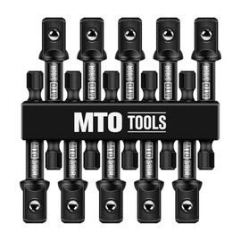 MTO 3/8-Inch Drive Impact Socket Adapter Set 10PCS, 1/4” Hex Shank Drill Wrench Adapter for Automotive & DIY, Power Drill To High Torque Impact Wrench, CR-V Steel