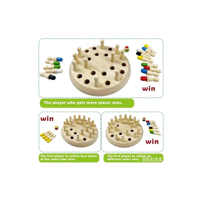 Juego de memoria de madera, juguetes Montessori, juego de mesa