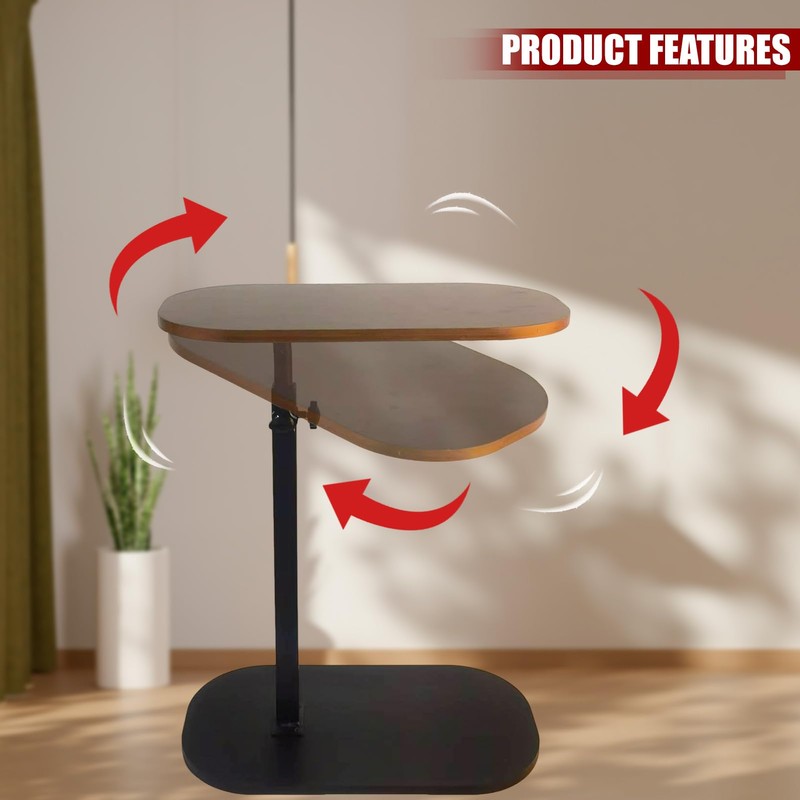 C Shaped End Table, Side Table for Sofa, End Table