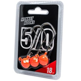 Monkey Lures Hook - 3 Jig Heads, Size/Weight/Colour: Size 5/0 / 18 g / Orange