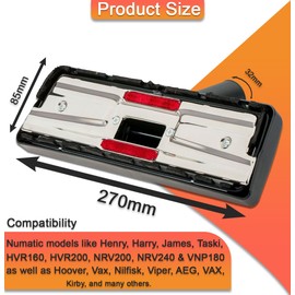 Replacement for Henry Hoover Head 32mm for Henry Hoover Attachments 270mm Wide Compatible with Numatic Henry Hetty James HVR NRV Dual Pedal Floor and Carpet Black Spare Brush Attachment Part Tool