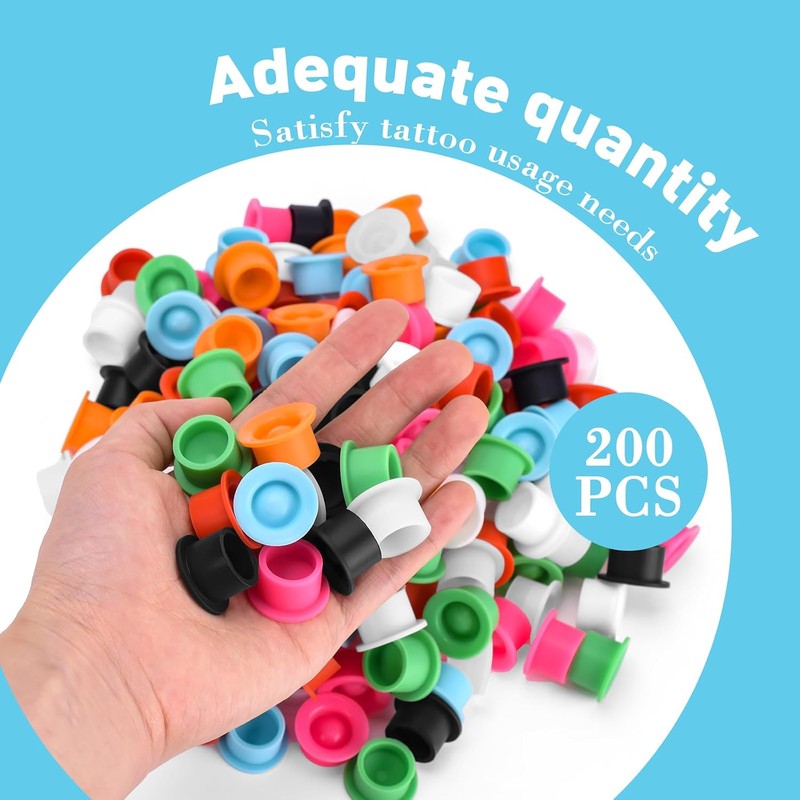 ATOMUS 200 piezas Silicon tattoo Ink Cup desechables Silicon tattoo