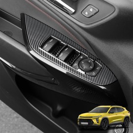 Car Window Switch Panel Cover Side Door Lock Lift Control Button Frame Panel Protective Trim, Lift Door Panel Frame Cover Trim, Compatible with Chevy Trax 2024-2025 Accessories (Carbon Fiber Pattern)