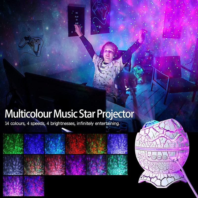 Dinosaur Egg Galaxy Star Projector Starry Light with Wireless Music