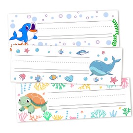 30 Name Tags for Classroom Cubbies, 3x9 in Ocean Animals Name Plates for Desks, Classroom Must Haves for Teachers Elementary - A06