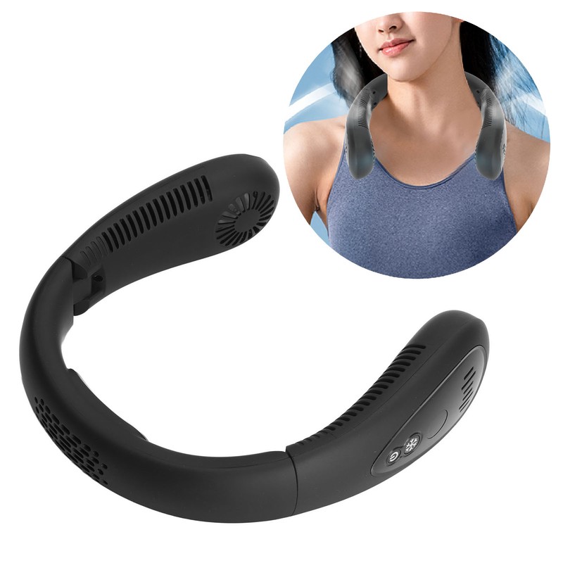 Neck Fan Black 3 Speed Modes USB Charge Hands Free