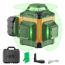 VEVOR 100ft Self Leveling Laser Level, Manual Green 3 x 360° Cross Line Laser, Manual Self-leveling Mode 12 Lines Laser, IP54 Waterproof 8h Continuous Working Time Line Laser