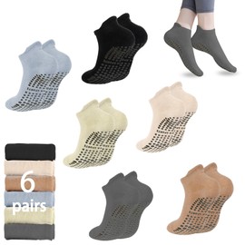 ZANZER Pilates Grip Socks Yoga Socks with Grips for Women, Non-Slip Athletic Socks for Ballet, Dance, Workout, Hospital (Standard, Black, brown, dark gray, green, khaki, blue)