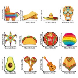 SINGOMON 12 Set Mexican Party Decorations Fiesta Hanging Swirls Mexican Hanging Swirls Cinco De Mayo Ceiling Decor for Cinco De Mayo Party Decorations Taco Fans Birthday Decorations Fiesta Party Decorations