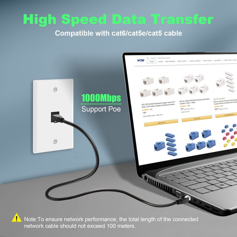 VCE Acoplador RJ45 Cat6 Keystone Jack Hembra a Hembra Ethernet