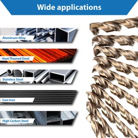 TJR® HSS-E M35 Cobalt Twist Drill Steps Self-Centring Metal Drill Bit DIN 338 Type N 135° (Pack of 10 Diameter 2.5 mm)