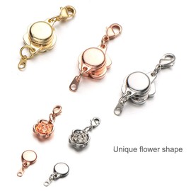 Zpsolution 12 Pieces Locking Magnetic Necklace Clasps and Closures Rose Magnetic Clasp for Jewelry Necklace Bracelet