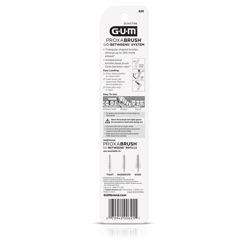 GUM GUM Proxabrush Permanent Handle Refills - Compatible with Go-Betweens