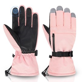 American Trends - Guantes de invierno impermeables para niños con bolsillo con cierre, guantes de esquí para nieve para niños y niñas