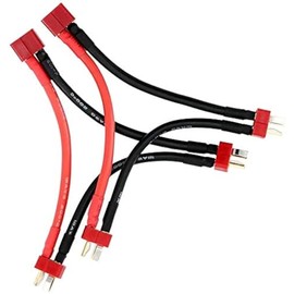 FLY RC 2pcs T Serial Series Connector 1 Female to 2 Male T Plug in Series Power Connector Adapter with 12cm Wire for RC Quadcopter Multirotor