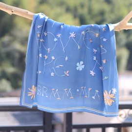BRMM MIA Women's Scarf, 27.6 x 27.6 inches (70 x 70 cm), Silk-like, Neckerchief, Bandana, Casual, Square, Multifunctional, Bag Decoration, Hair Ornament, Spring and Summer, Seaside, Travel, Commute,