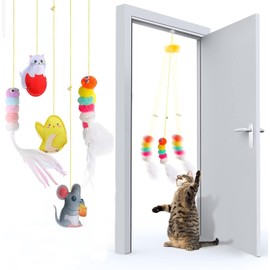 MEISO 5Piezas Juguete De Gato Interactivo Instalar En La Puerta, Juguete Colgante para Gatos para Marco De Puerta, Juguetes Gatos para Colgar, Juguete