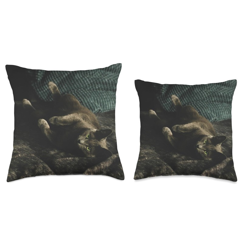 Russian Blue Cat Throw Pillow