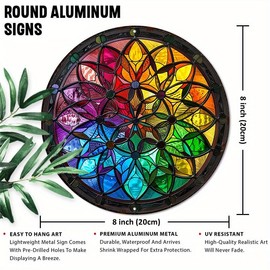 Cbngaoey - Letrero decorativo de aluminio resistente a los rayos UV, fácil de colgar, diseño redondo duradero para el hogar y el jardín, 1 pieza