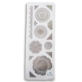 Geometric Mandala Doily Stickers for Scrapbook Crafts - Silver - 15 Pieces