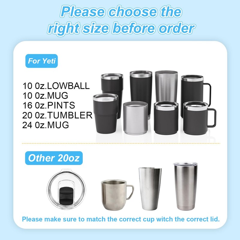 20 oz Tumbler Lids for Yeti, 4 Pack 20oz Magnetic