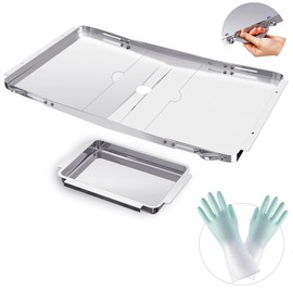 Grill Grease Tray Replacement with Catch Pan, Adjustable Universal 25"-34" Grill Drip Pan Replacement Stainless Steel Grease Tray for Gas Grill Dyna Glo, Nexgrill, Kenmore, Expert Grill, BHG and More
