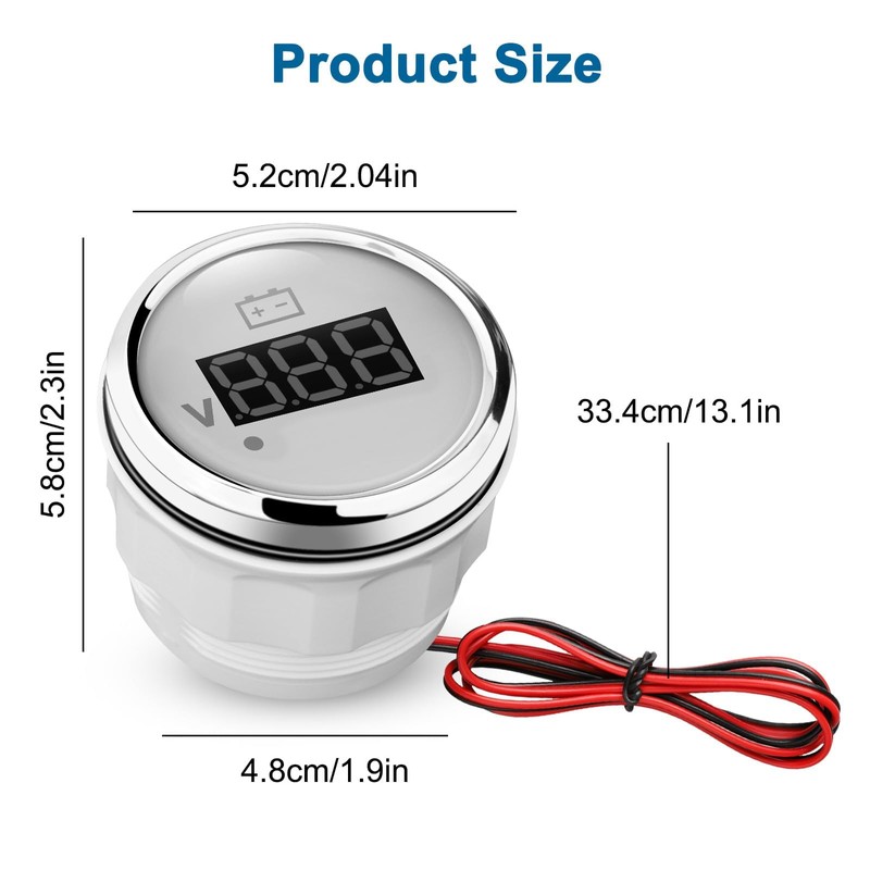 Linkstyle 12V 24V Voltmeter Gauge, Waterproof Volt Meter 12 Volt,