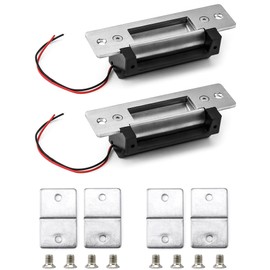 QWORK Electric Door Strike Lock, 12VDC, Fail-Safe/Fail-Secure, Heavy Duty Power Door Crash Lock for Access Control System, 2 Pack