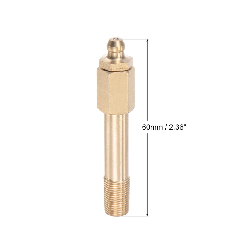 uxcell Brass Straight Grease Fitting G1/8 Thread 60mm Length Hydraulic