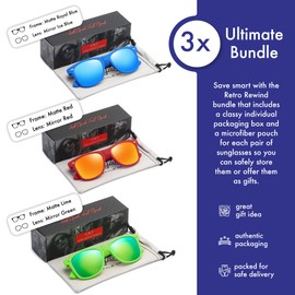 Retro Rewind Classic Polarized Sunglasses for Men and Women - UV400 Protection Stylish and Trendy Unisex Sun Glasses - Cool Vintage 80s Shades